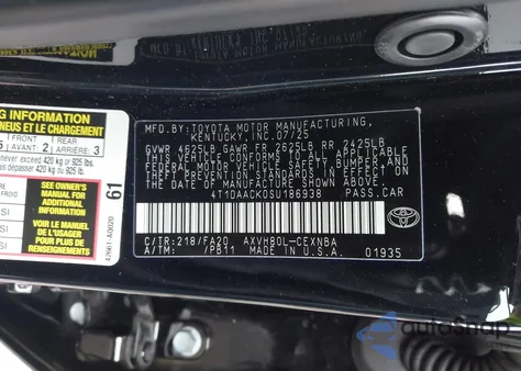 2025 Toyota Camry Le from USA, damaged, VIN 4T1DAACK0SU186938